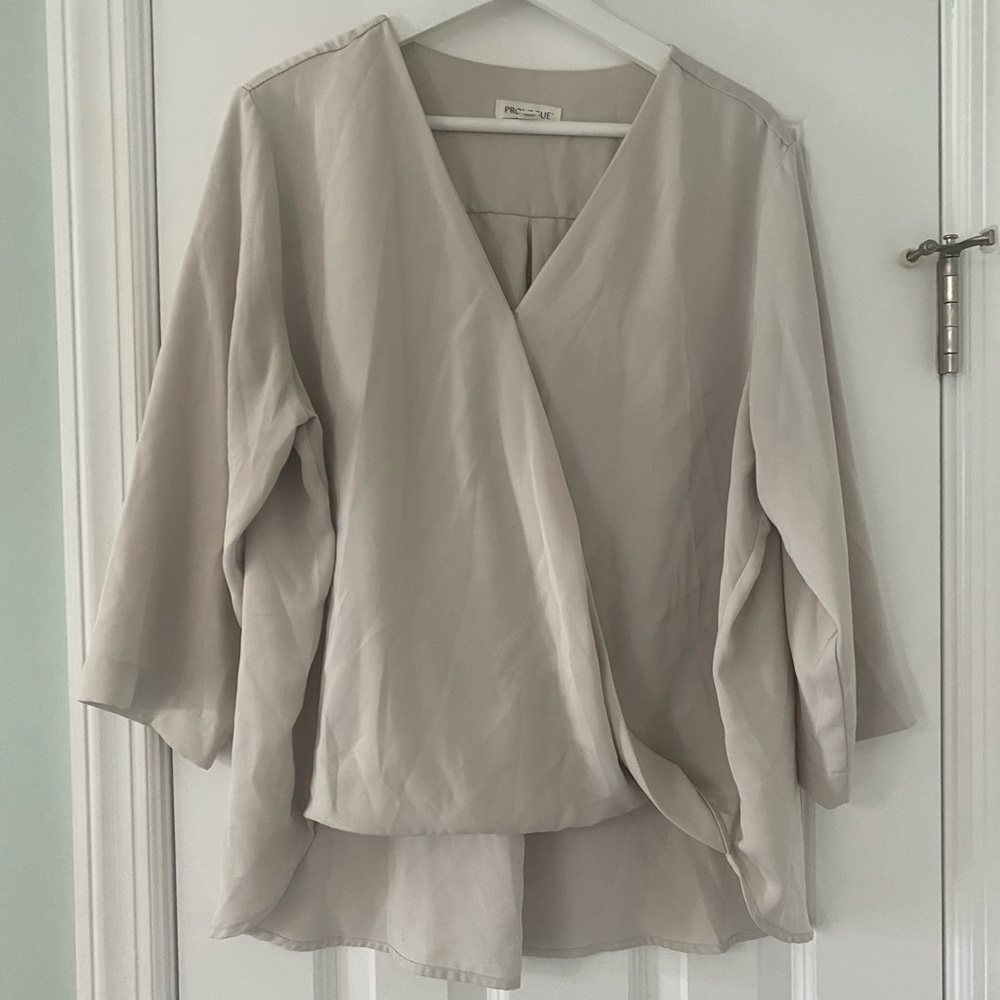 Silky, Flowy Hi- Low Wrap Blouse